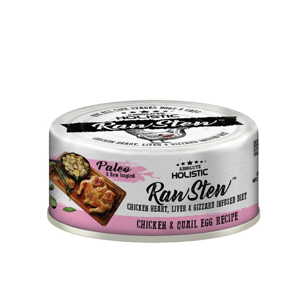 Absolute Holistic Rawstew 80g Chicken & Quail Egg Wet Food For Cats And Dogs