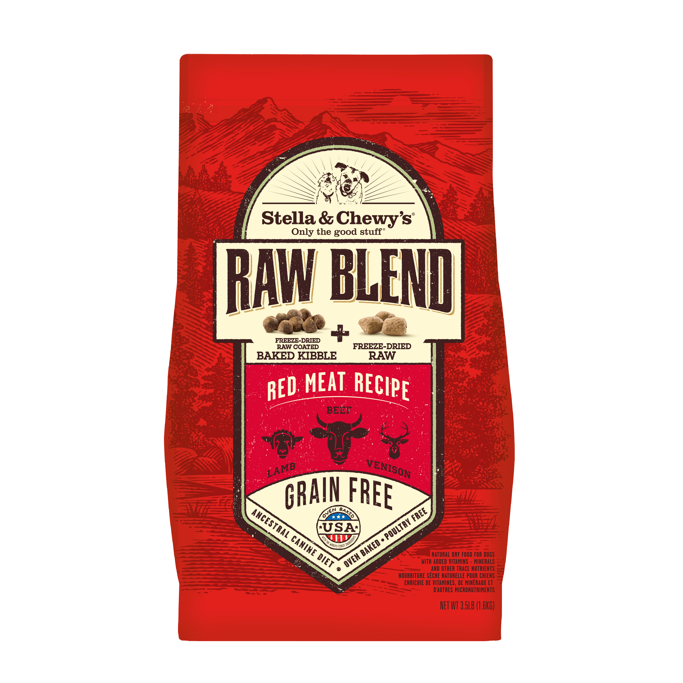 (exp: 25 Jul 2025) Stella & Chewy's Dog 1.6kg (3.5lbs) Freeze Dried Raw Blend Kibbles (red Meat) Dry Dog Food