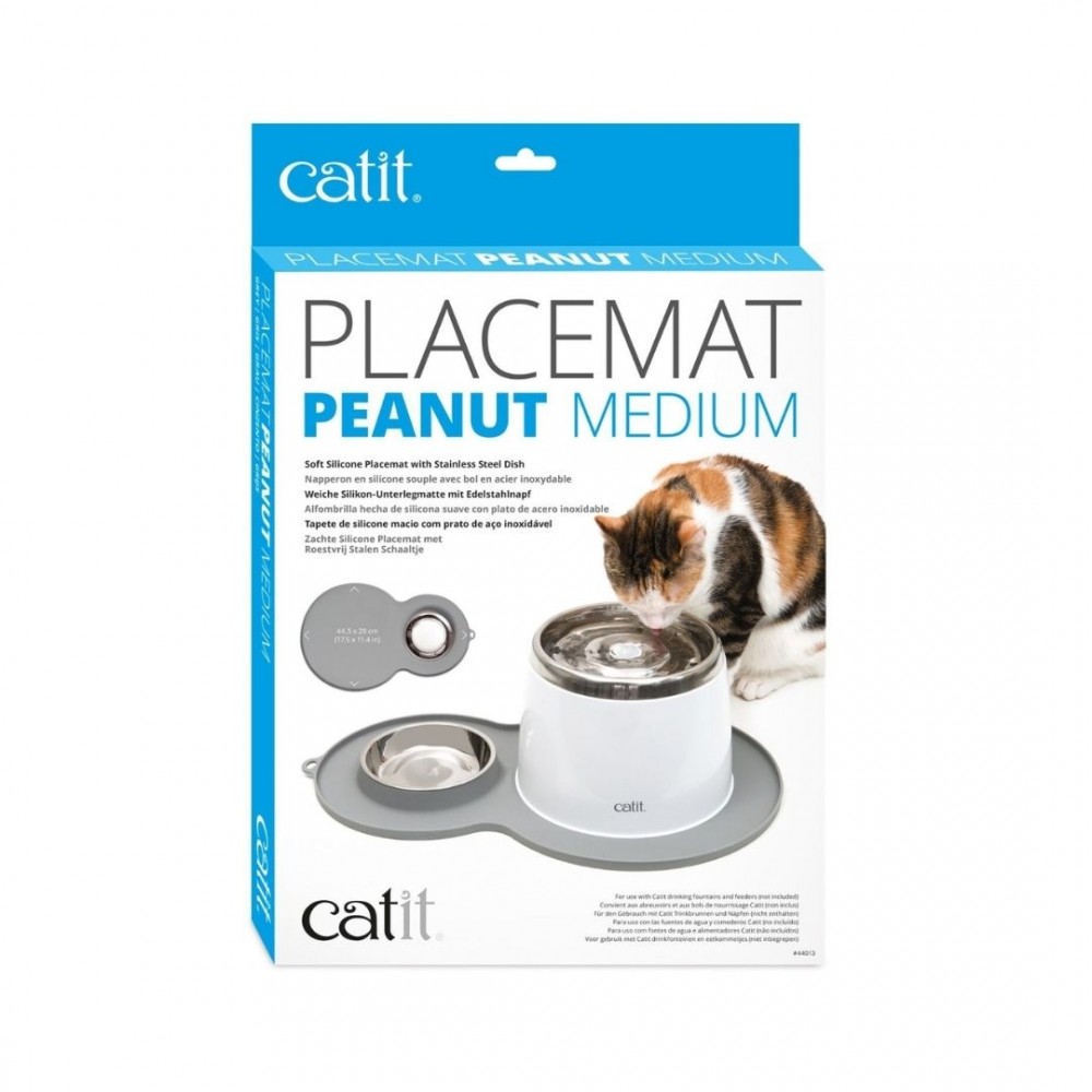 Catit 2.0 Placemat Peanut Grey With Bowl Medium