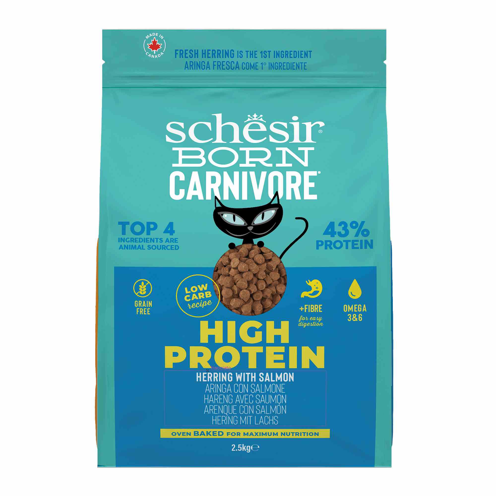 Schesir Cat 2.5kg Born Carnivore Herring With Salmon Baked Dry Recipe Dry Cat Food