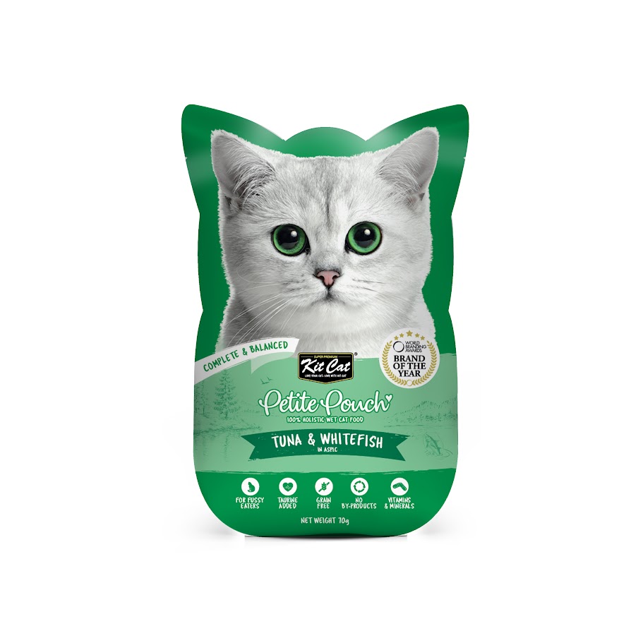 Kit Cat 70g Petite Pouch Complete & Balanced Tuna & Whitefish In Aspic Wet Cat Food