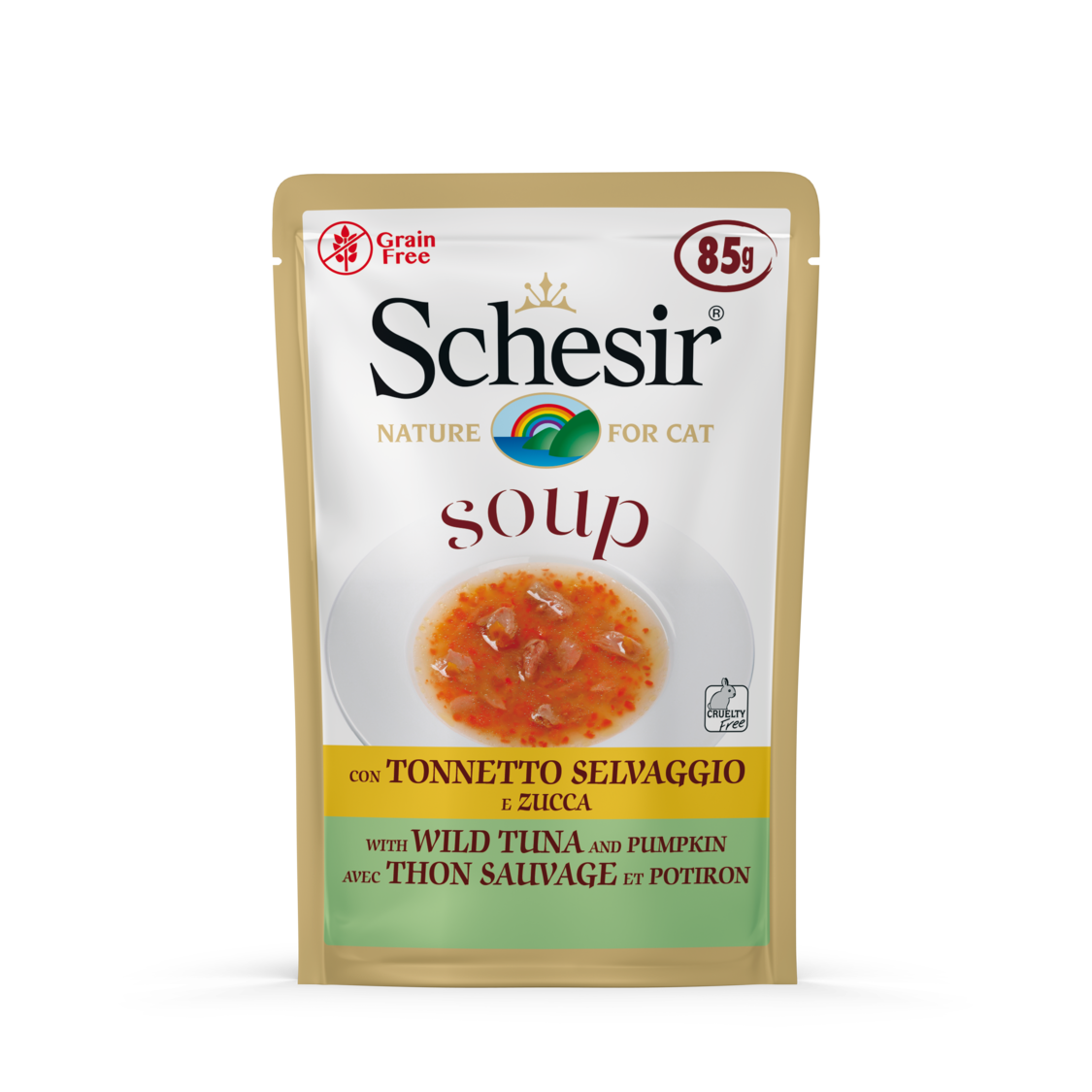 Schesir Cat 85g Wild Tuna & Pumpkin Pouches In Soup Wet Cat Food