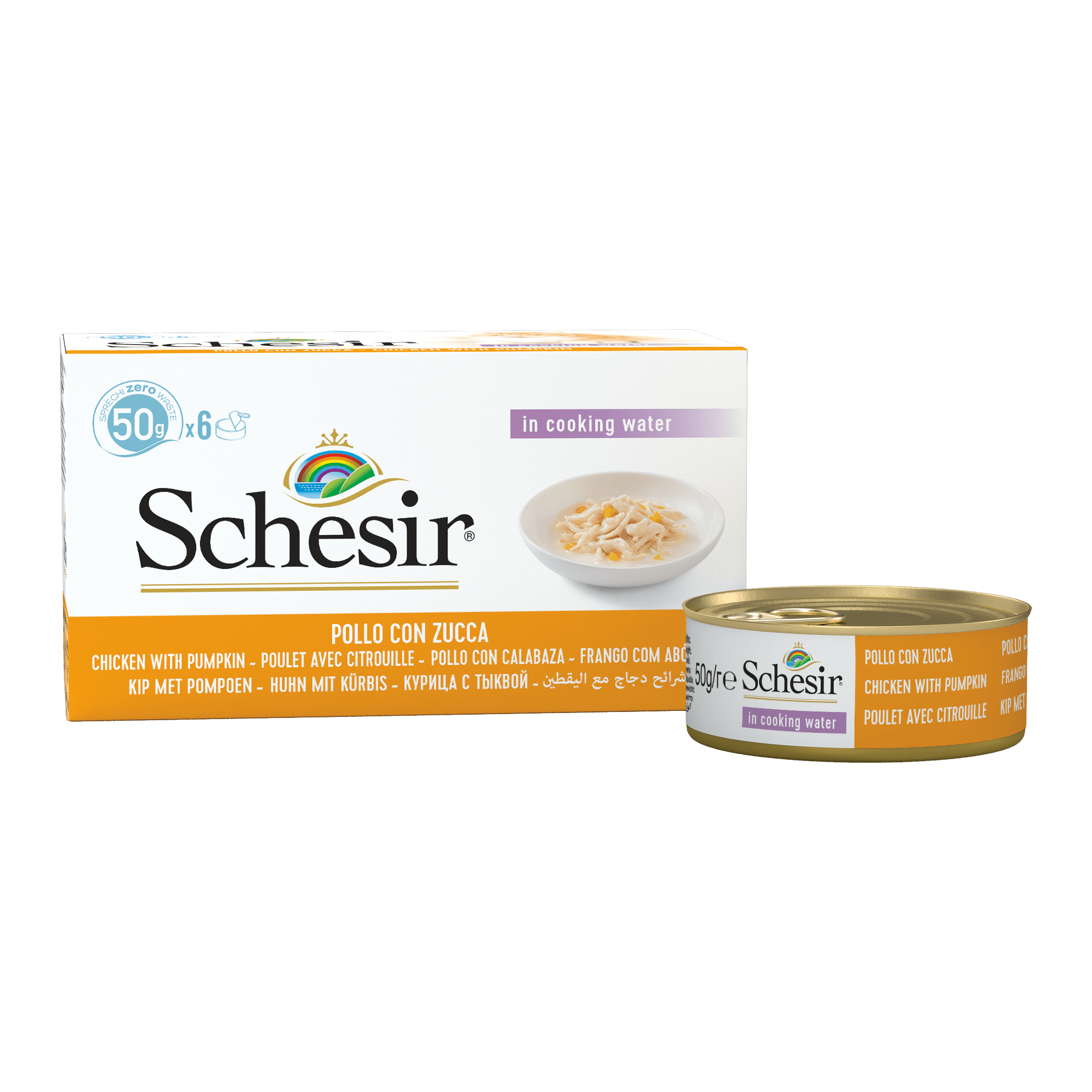 Schesir Cat (6 X 50 G) Multipack Chicken Fillets With Pumpkin Wet Cat Food