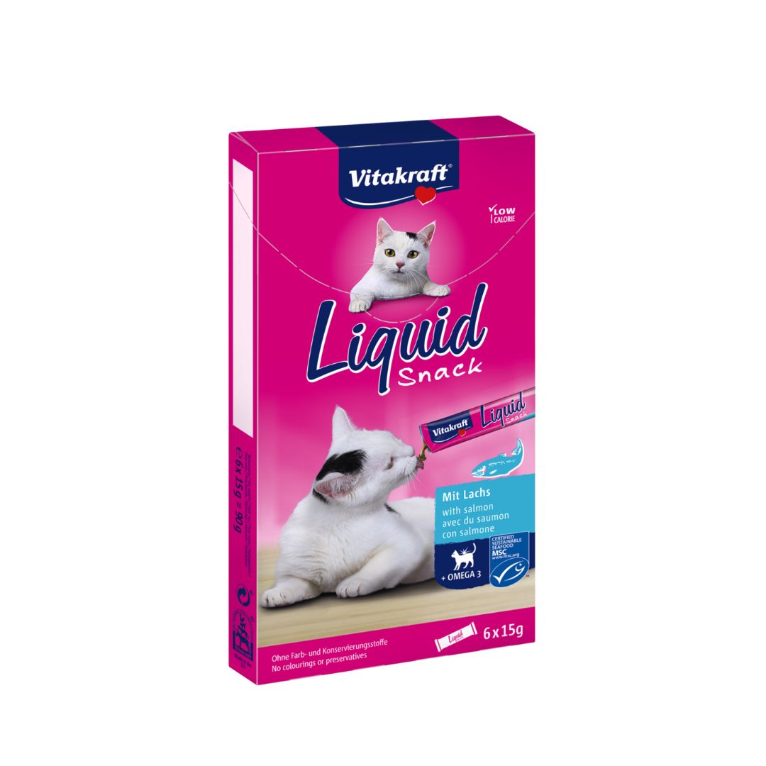 Vitakraft Cat 90g Liquid Snack Salmon + Omega 3 Cat Treats