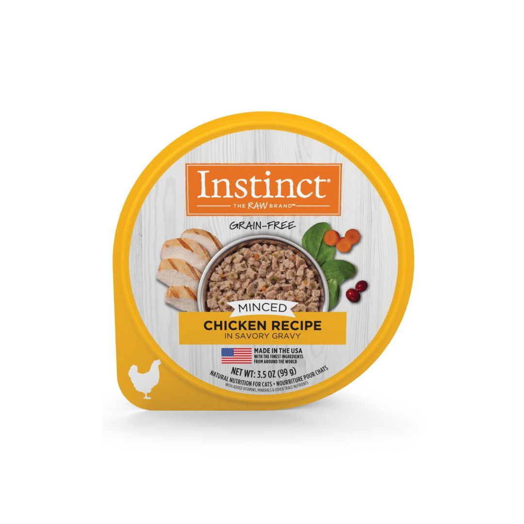 Instinct Cat 3.5oz Original Minced Cups Real Chicken Recipe In Savory Gravy Wet Cat Food