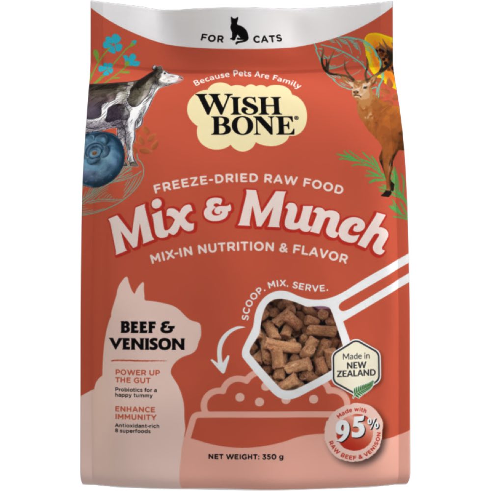 Wishbone Cat 350g Mix & Munch Beef And Venison Freeze Dried Raw Cat Food