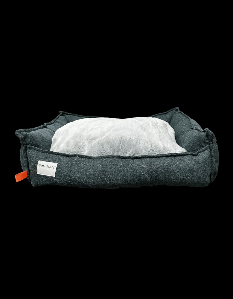 Paw Made Cotton Rectangle Bolster Bed - Dark Green