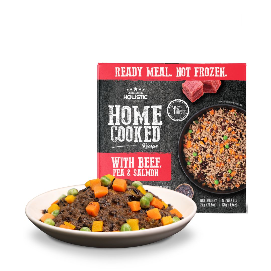 Absolute Holistic Home Cooked Recipe 2kg (125g X 16) Beef, Peas & Salmon Dog Food