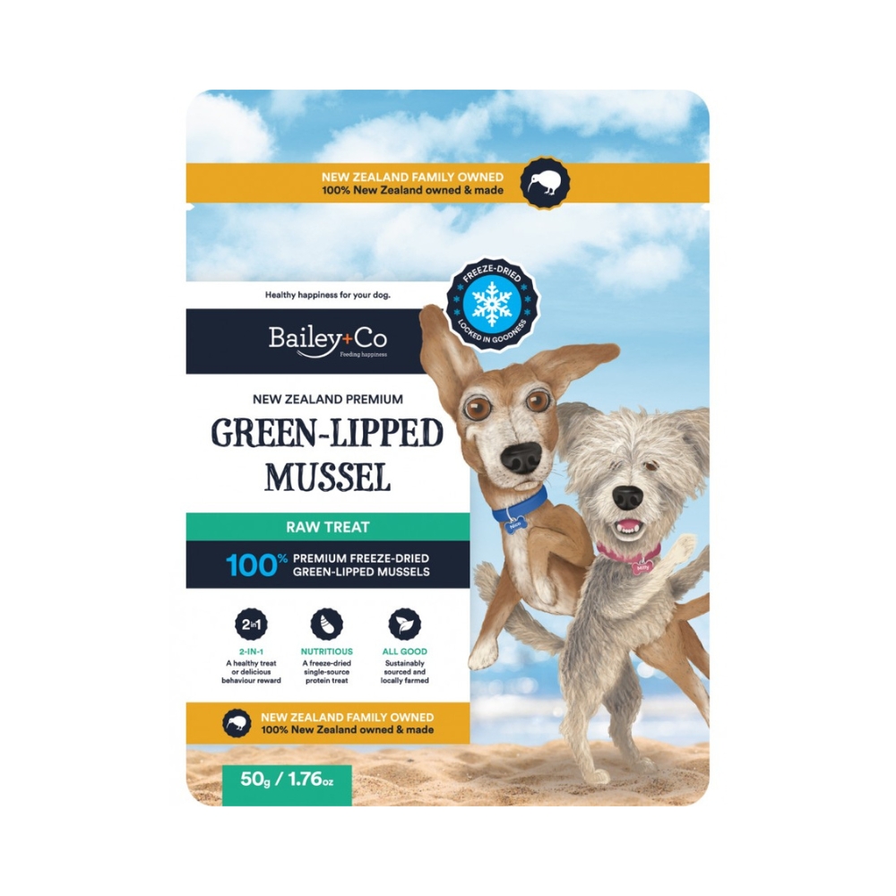 Bailey+co Dog 50g Freeze Dried Green Lipped Mussel Dog Treats