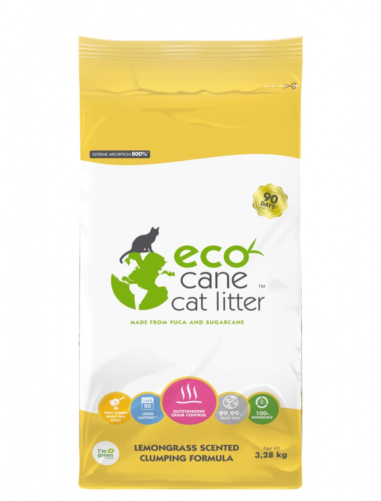 Eco Cane Lemongrass Scented Cat Litter 3.28kg 