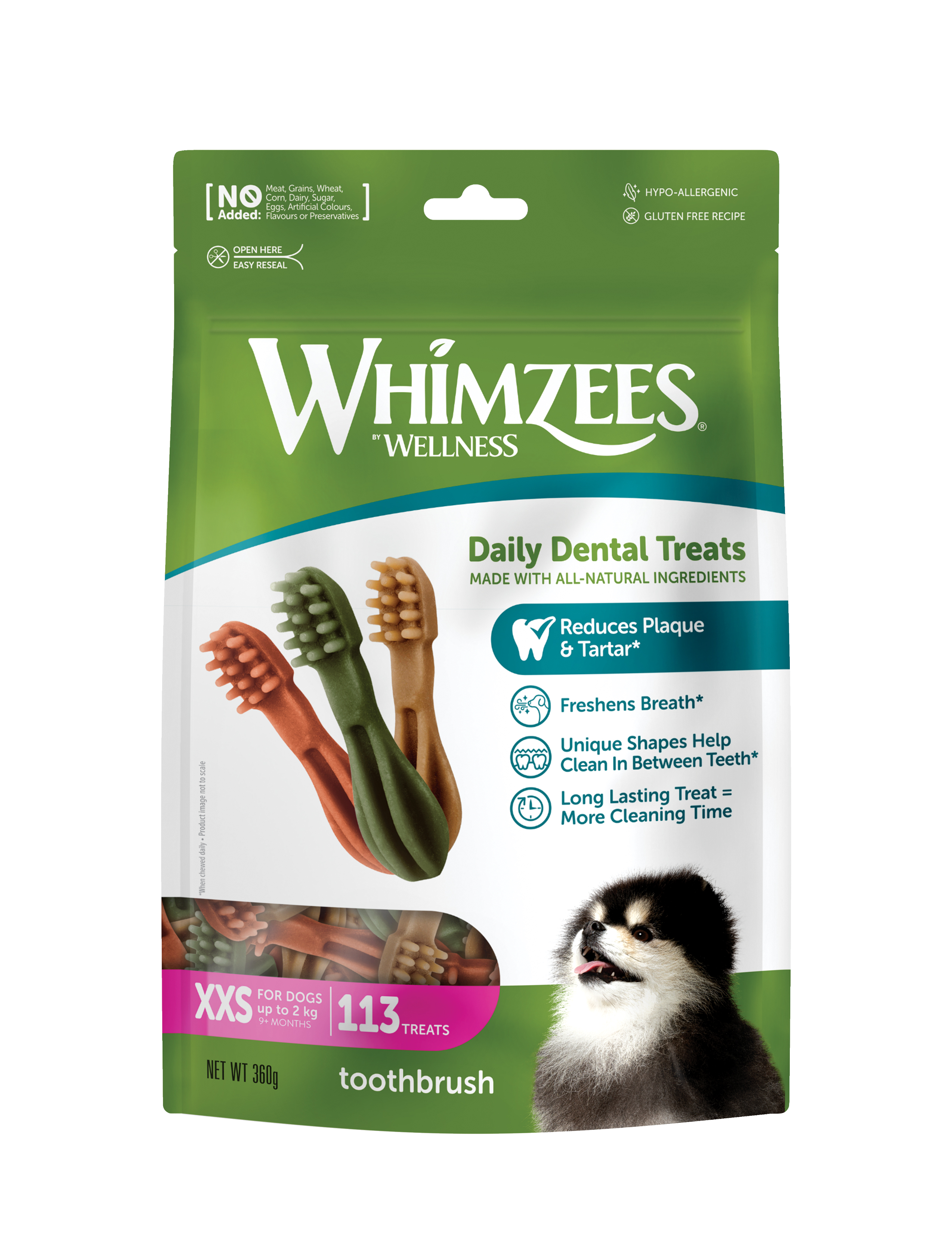 Whimzees Dog Toothbrush 113pcs (xxs) Value Bag Dental Chews For Dogs