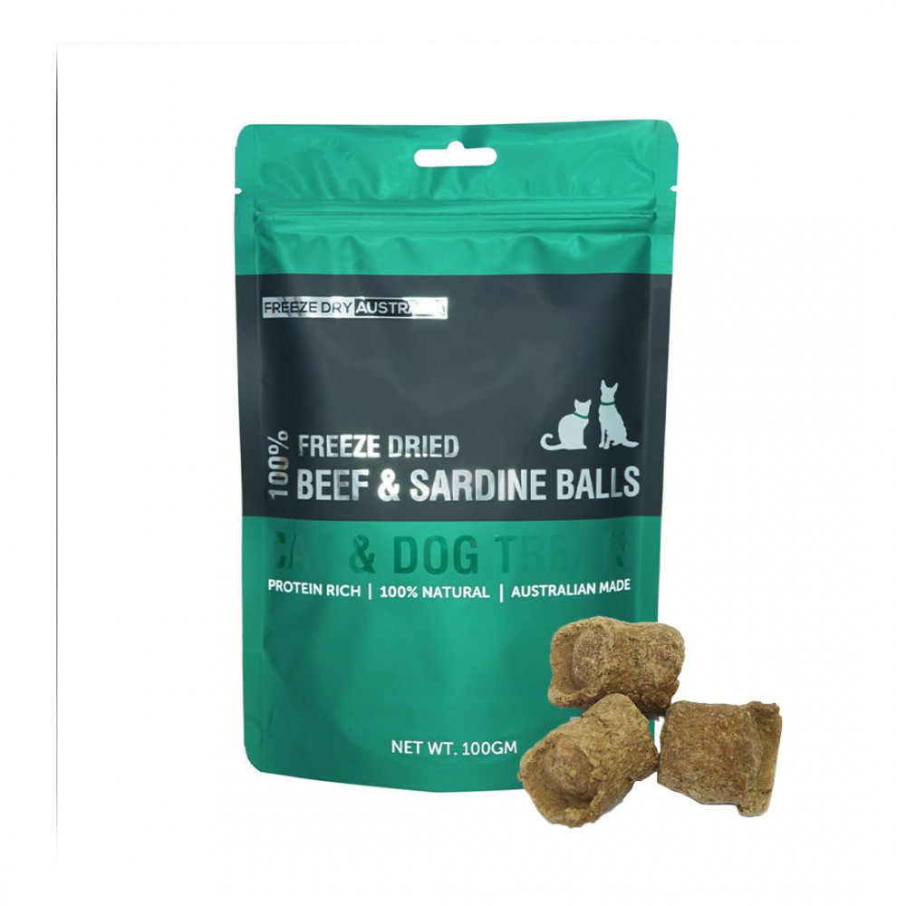 Freeze Dry Australia 100g Beef & Sardine Balls Freeze Dried Dog & Cat Treats