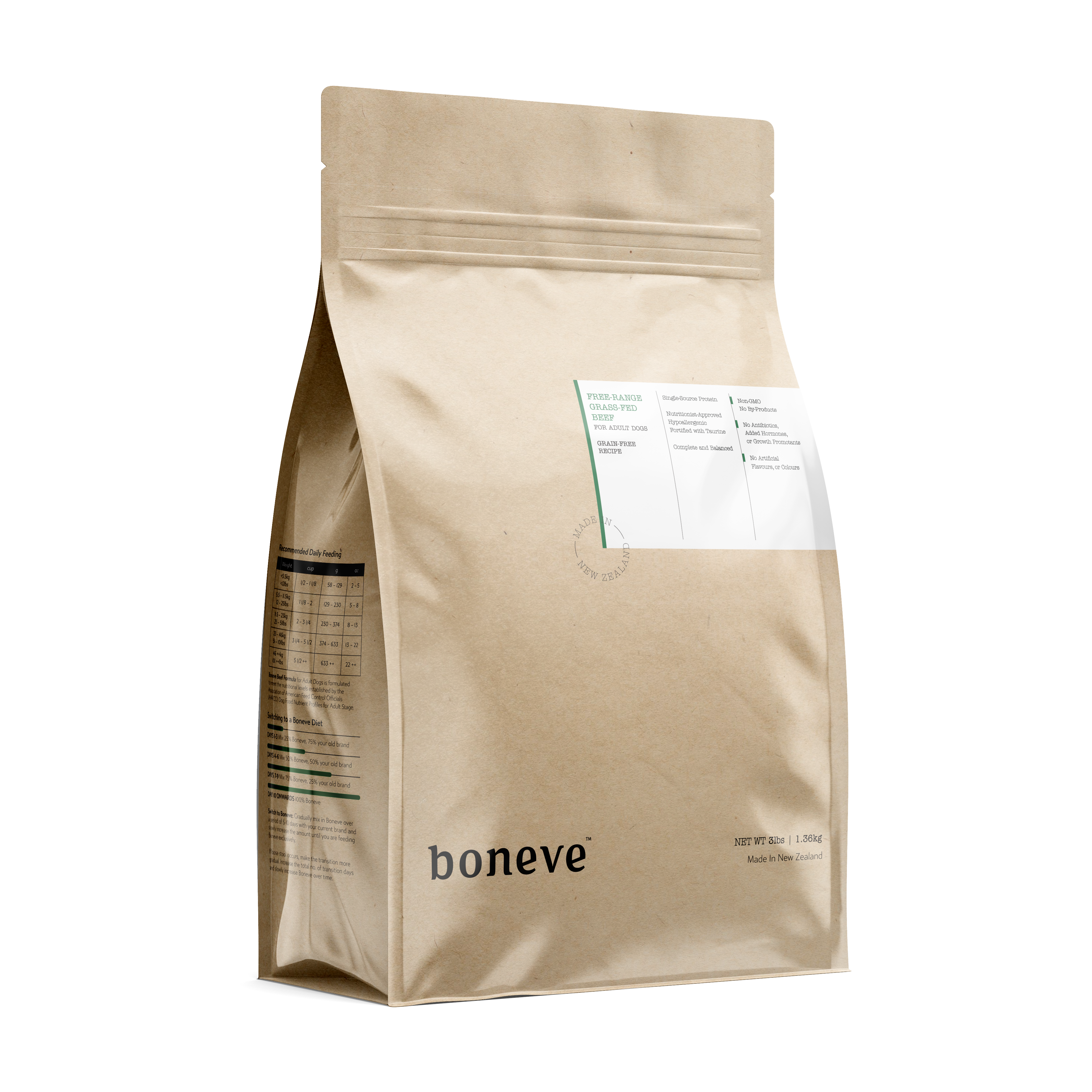 Boneve Earthmade Dog 3lbs (1.36kg) Free Range Grass-fed Beef Grain Free Dry Dog Food