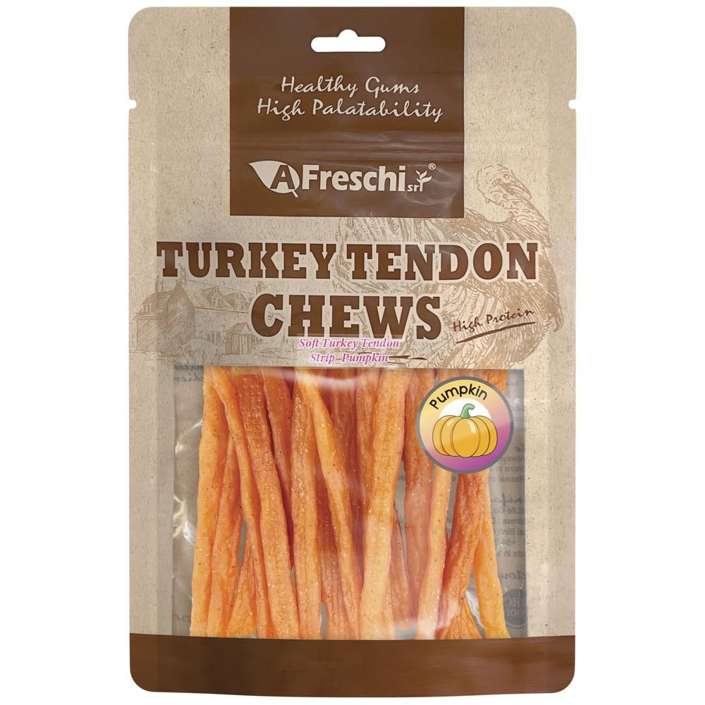 Afreschi Dog 120g Soft Turkey Tendon Strip - Pumpkin Dog Treats