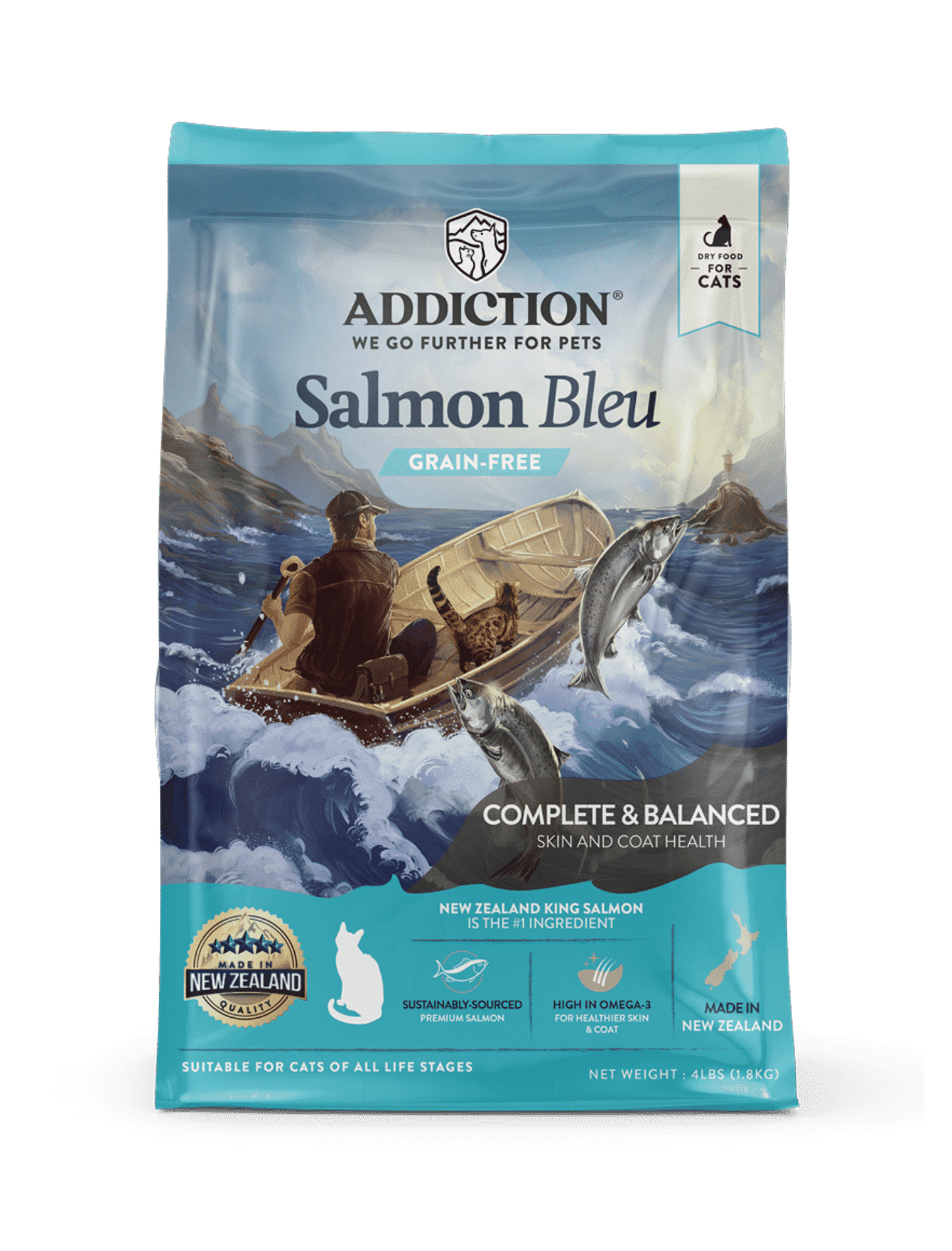 Addiction Cat Grain Free 4lbs Salmon Bleu Dry Cat Food
