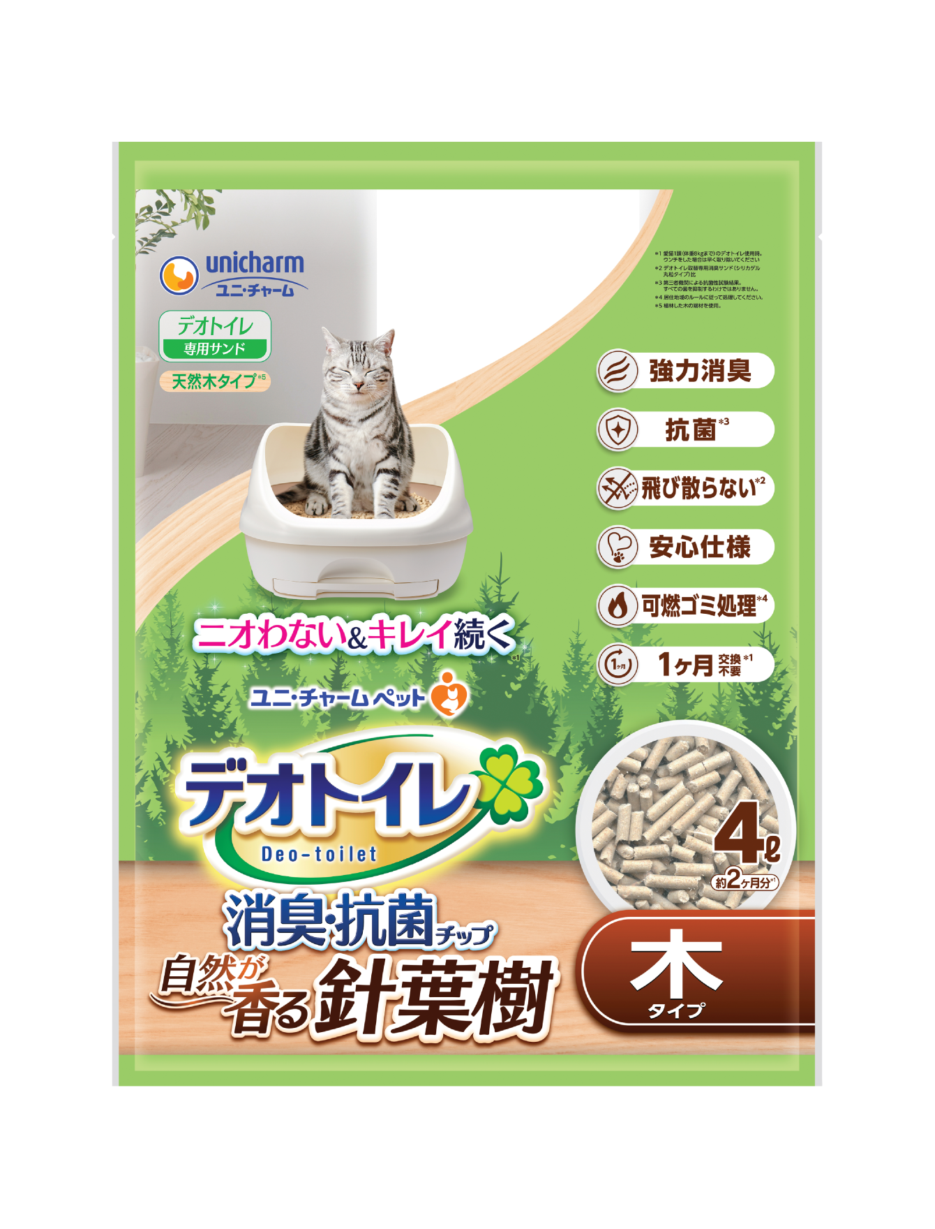 Unicharm Cat Litter Box Top Deck Wood Pellet Refill 4l