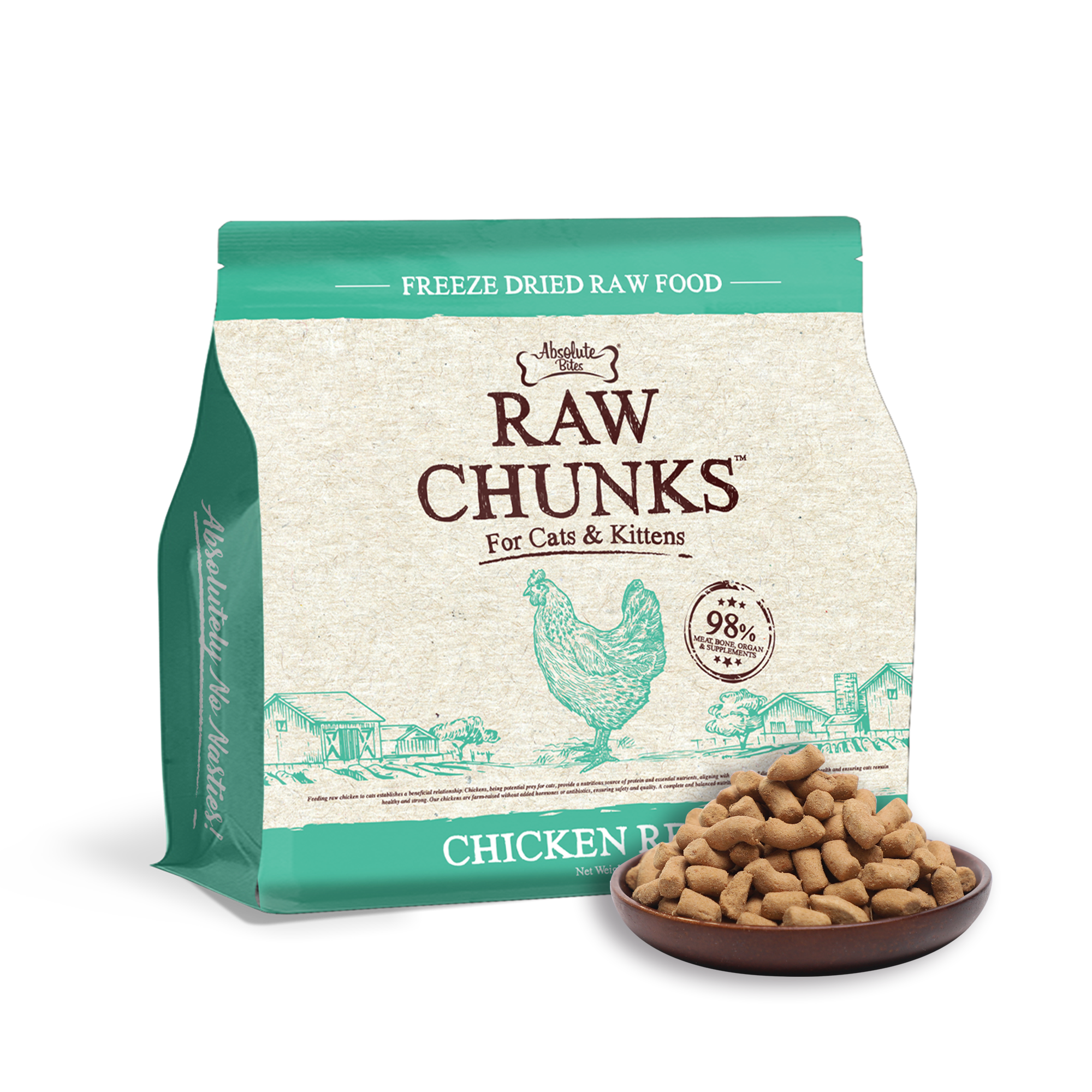 Absolute Bites Cat 280g Raw Chunks Freeze Dried Raw Food Chicken Recipes Dry Cat Food