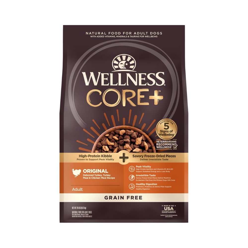 Wellness Core+ (formerly Rawrev) Dog 9kg (20lb) Original With Freeze Dried Turkey Grain Free Dry Dog Food