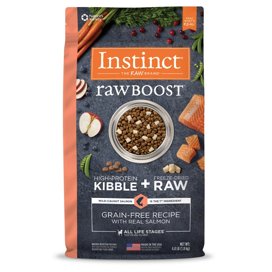 Instinct Dog Raw Boost 4lb Grain Free Kibbles Salmon Recipe Dry Dog Food