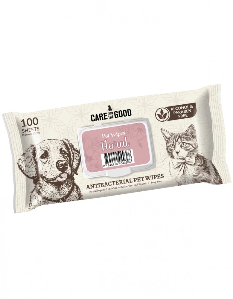 Care For The Good Antibacterial Pet Wipes Floral