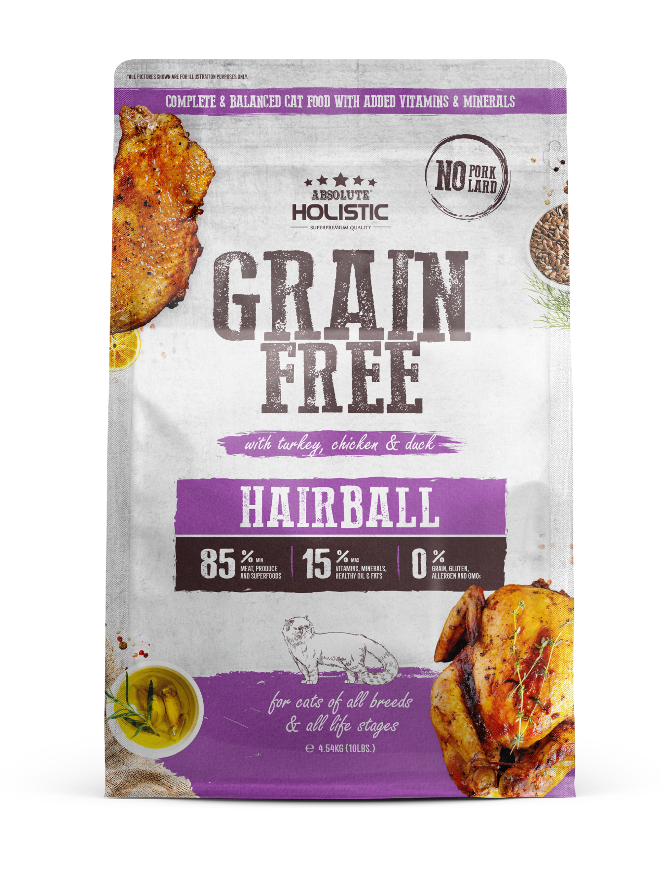 Absolute Holistic Cat 10lbs Grain Free Hairball Dry Cat Food