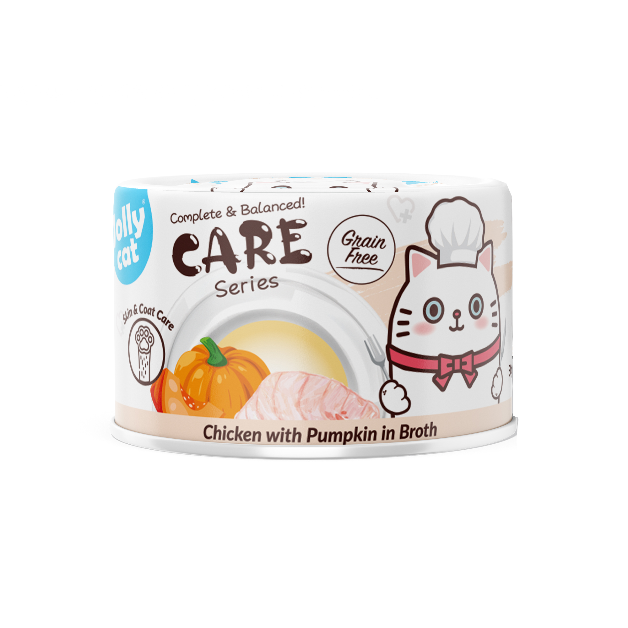 Jollycat Cat 80g Skin & Coat Care Chicken With Pumpkin In Broth Wet Cat Food