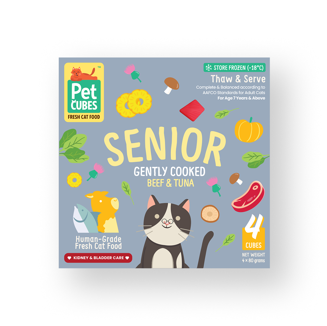 Pet Cubes Cat 4x80g Gently Cooked Beef & Tuna For Senior Cats Fresh Cat Food