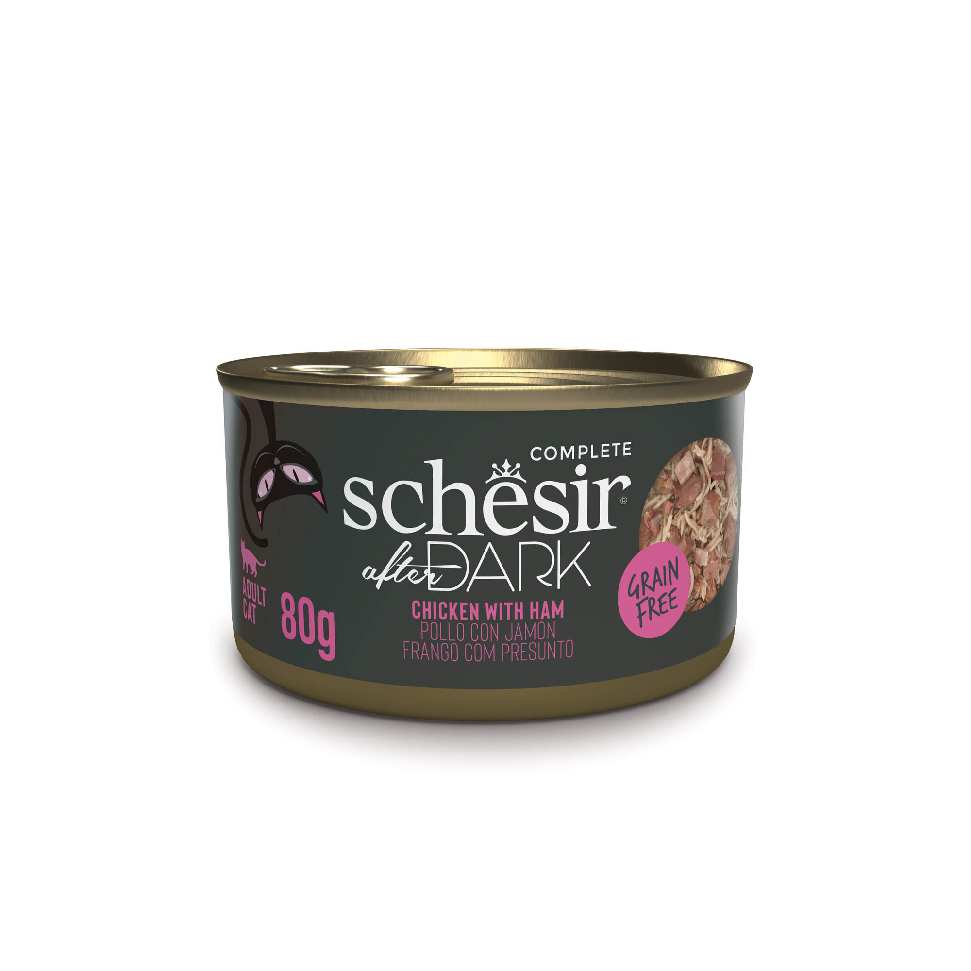 Schesir Cat 80g After Dark Wholefood Chicken With Ham Wet Cat Food