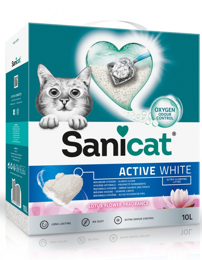 Sanicat 6l Active White Lotus Flower Scent Bentonite Cat Litter